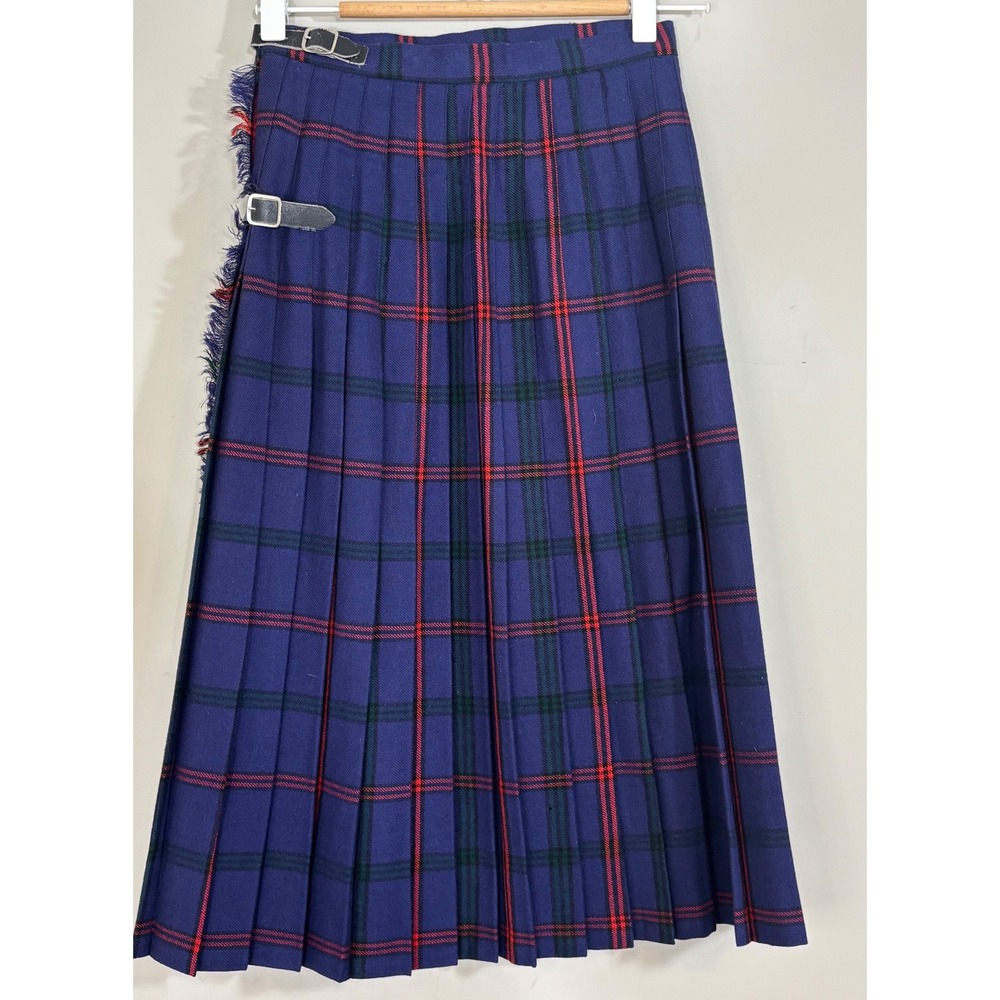 Loch Lomond Mill Vintage Scottish Wool Tartan Plaid Kilt Skirt Blue Red Green 0 - Picture 1 of 15
